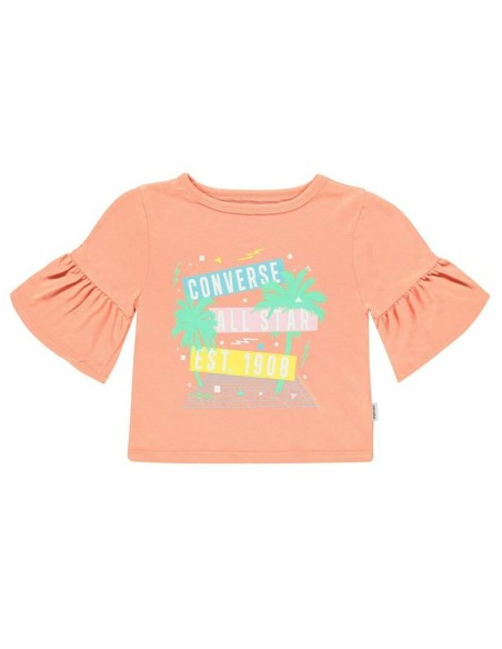 Child's Short Sleeve T-Shirt Converse  Ruffle  Salmon