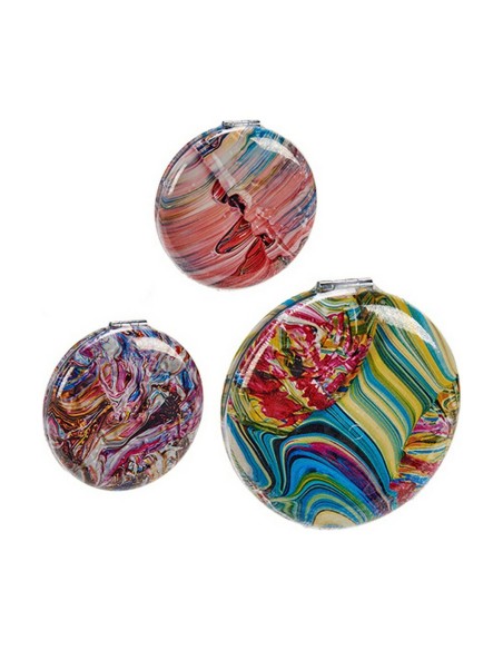 Pocket Mirror Crystal Plastic 8 x 2,4 x 8 cm (12 Units)
