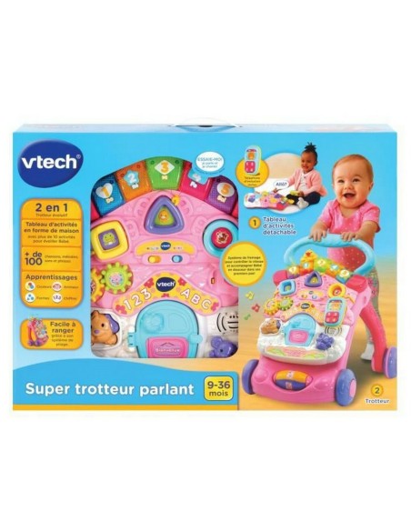 Tricycle Vtech Super Trotteur Parlant 2 En 1 Rose Pink