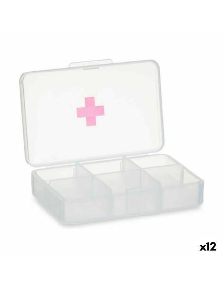 Pillbox with Compartments Berilo HW0929-1 Transparent Plastic 11,5 x 18 x 2,2 cm (12 Units)
