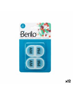 Pillbox with Compartments Berilo HW0929-2 Transparent Plastic 11,5 x 18 x 2,2 cm Set (12 Units)
