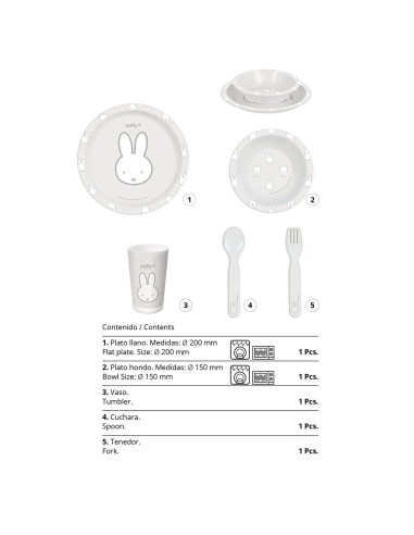 Children's dish set Miffy Niebla (5 Pieces)
