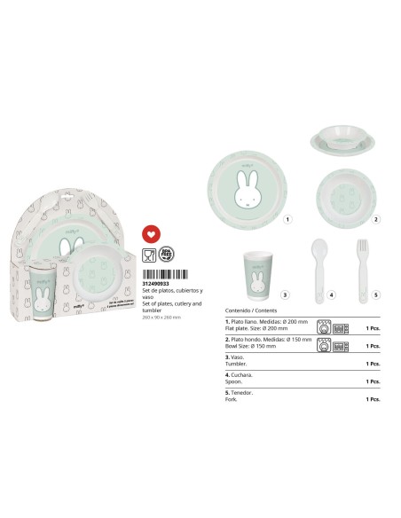 Children's dish set Miffy Menta (5 Pieces)