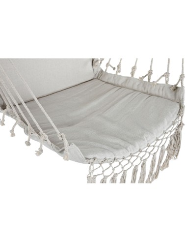 Garden chair Home ESPRIT White Natural Cotton Wood 90 x 50 x 130 cm