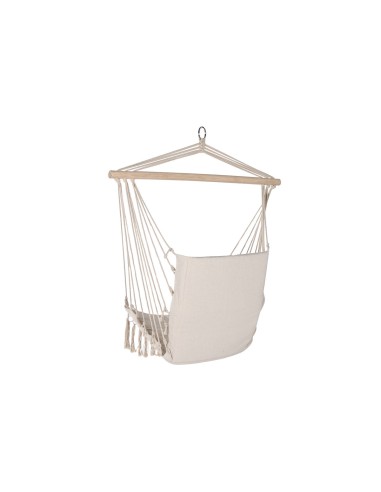 Garden chair Home ESPRIT White Natural Cotton Wood 90 x 50 x 130 cm
