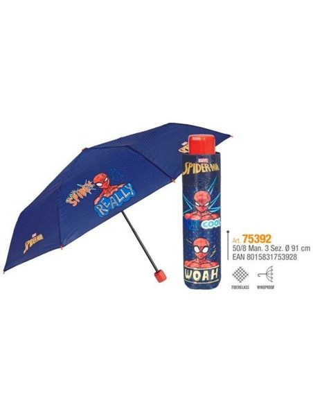 Foldable Umbrella Spider-Man Perletti Blue Ø 91 cm Children's