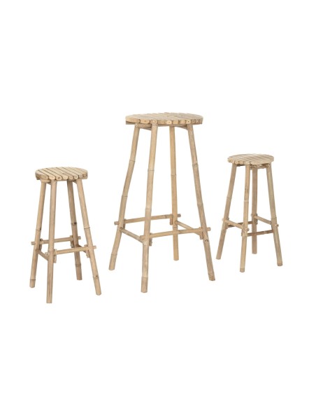 Table set with 2 chairs Home ESPRIT Bamboo 50 x 50 x 105 cm