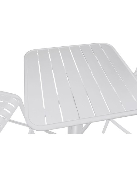 Table set with 2 chairs Home ESPRIT White Metal polypropylene 60 x 60 x 102 cm