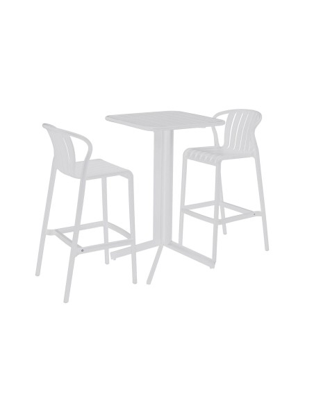 Table set with 2 chairs Home ESPRIT White Metal polypropylene 60 x 60 x 102 cm