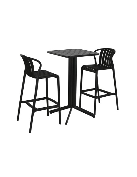 Table set with 2 chairs Home ESPRIT Black Metal polypropylene 60 x 60 x 102 cm