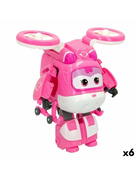Transformable Super Robot Super Wings Dizzy Helicopter 10,5 x 13,5 x 14,5 cm Pink (6 Units)