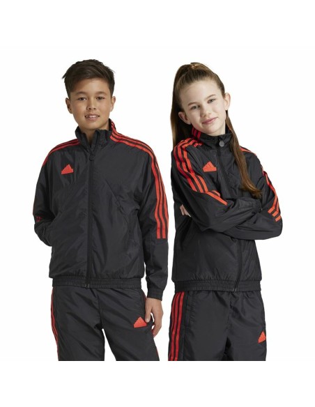 Sweatshirt without Hood Adidas Tiro Woven Tracktop Black