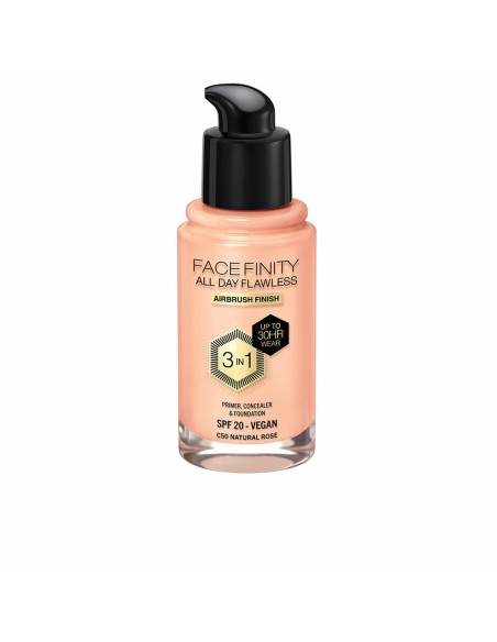Crème Make-up Base Max Factor Face Finity All Day Flawless 3-in-1 Spf 20 Nº C50 Natural rose 30 ml