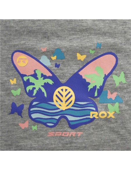 Child's Short Sleeve T-Shirt Rox Butterfly Light grey