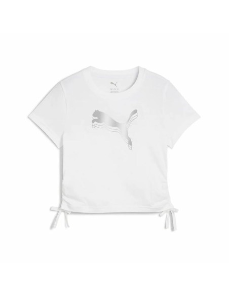 Child's Short Sleeve T-Shirt Puma Essentials Metallic Knotted White