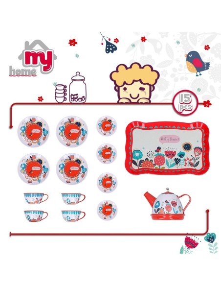 Tea set Colorbaby My Home Toy 15 Pieces (6 Units)