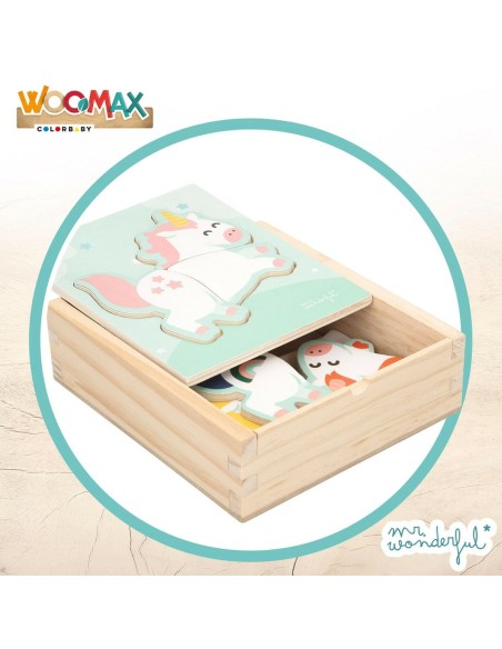 Child's Wooden Puzzle Mr. Wonderful Unicorn + 3 years 3 Pieces (12 Units)