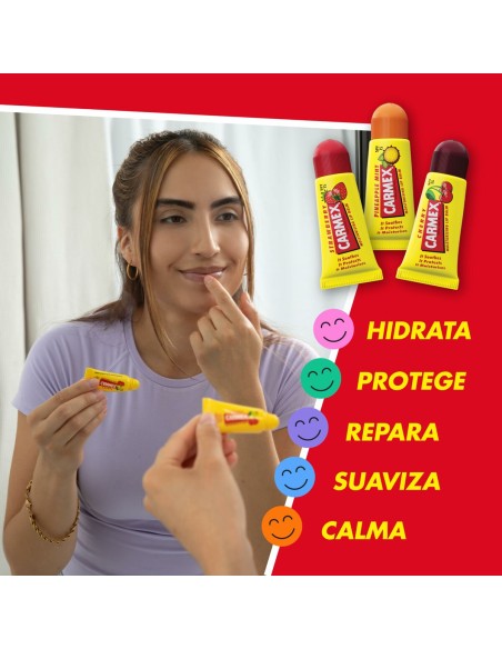 Moisturising Lip Balm Carmex Triplo Transparent Spf 15 Strawberry Pineapple Cherry 3 Pieces (3 Units)