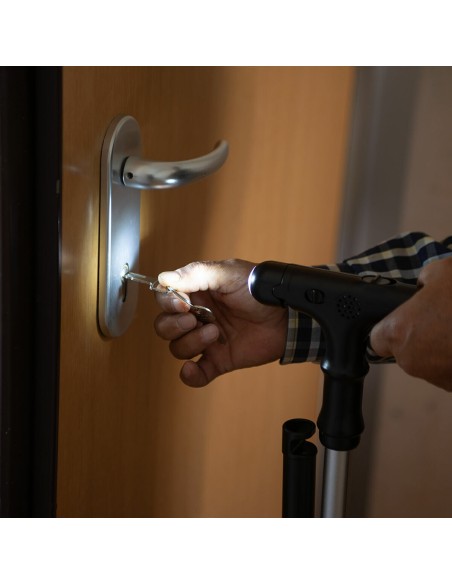 Extendable Walking Stick with LED, Alarm and Grabber Hannde InnovaGoods