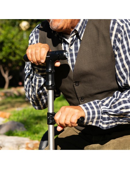 Extendable Walking Stick with LED, Alarm and Grabber Hannde InnovaGoods