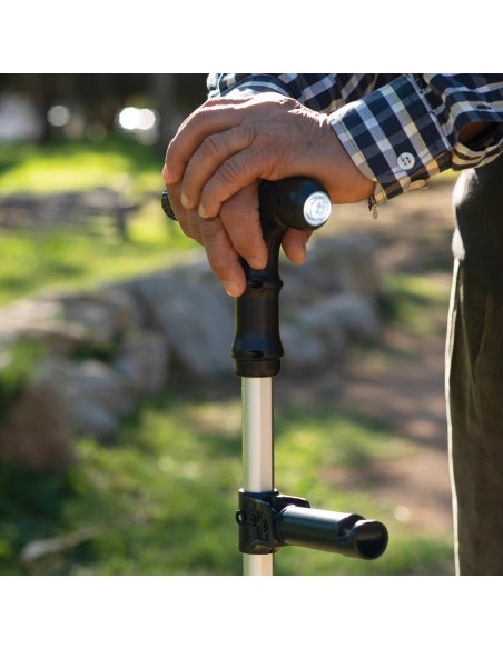 Extendable Walking Stick with LED, Alarm and Grabber Hannde InnovaGoods