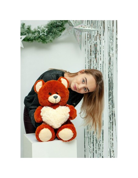 Teddy Bear GO GIFT FRANK 50 BR Brown Plush Heart 50 cm