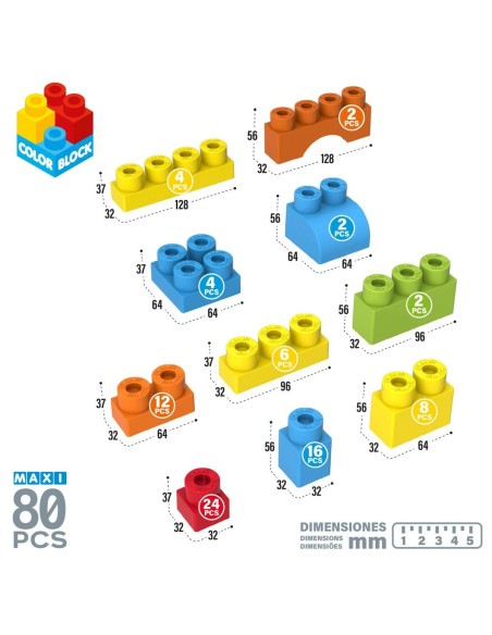 Construction set Color Block Basic 80 Pieces (4 Units)
