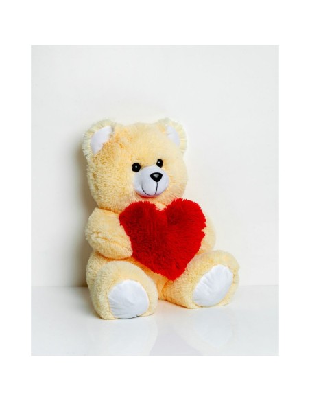 Teddy Bear GO GIFT FRANK 50 CR Cream Plush Heart 50 cm