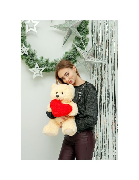 Teddy Bear GO GIFT FRANK 50 CR Cream Plush Heart 50 cm