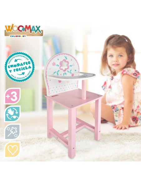 Highchair Woomax 25 x 55 x 20 cm Dolls White Pink 2 Units