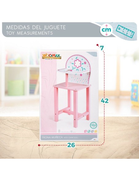Highchair Woomax 25 x 55 x 20 cm Dolls White Pink 2 Units