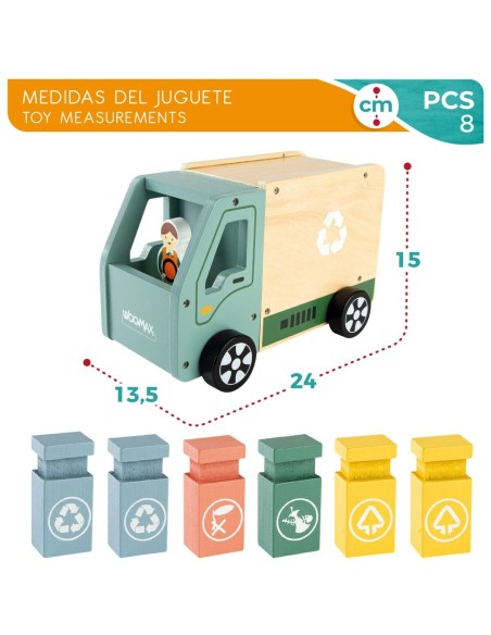 Garbage Truck Woomax Toy 8 Pieces 24 x 15 x 13,5 cm (4 Units)