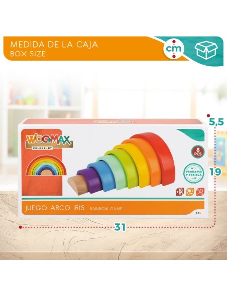 Child's Wooden Puzzle Woomax Rainbow 8 Pieces 4 Units