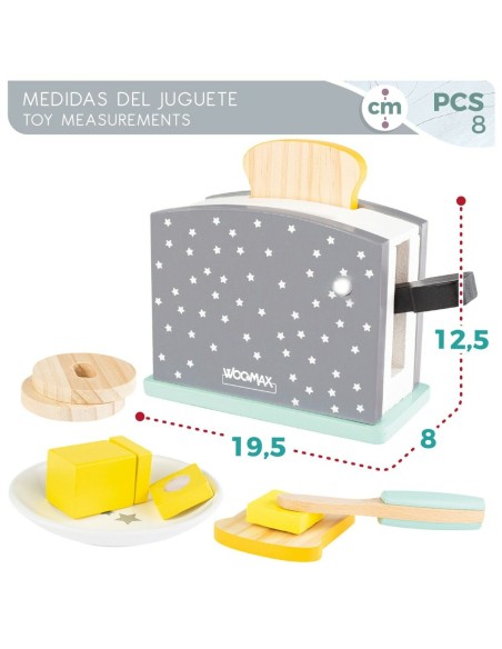 Toy toaster Woomax 8 Pieces 19,5 x 12,5 x 8 cm (4 Units)