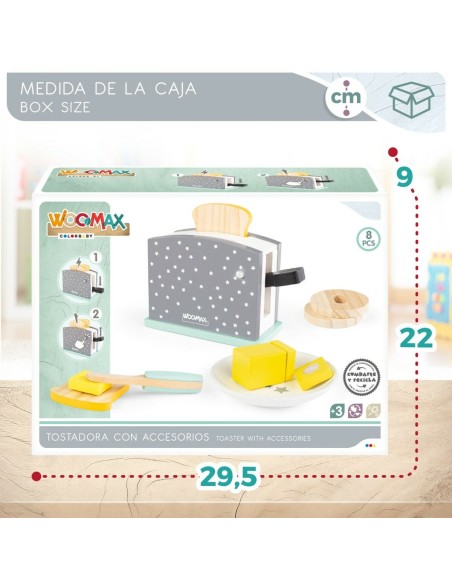 Toy toaster Woomax 8 Pieces 19,5 x 12,5 x 8 cm (4 Units)