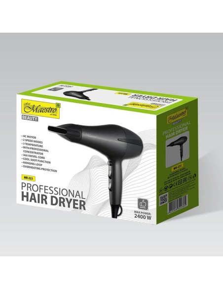 Hairdryer Feel Maestro MR-223 Black Graphite 2400 W