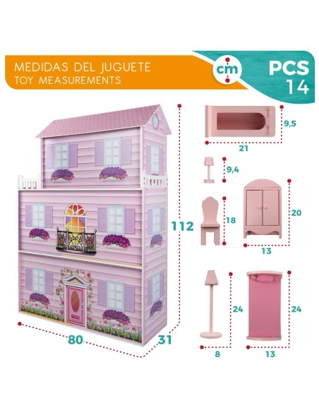 Doll's House Play & Learn 14 Pieces 80 x 112 x 31 cm