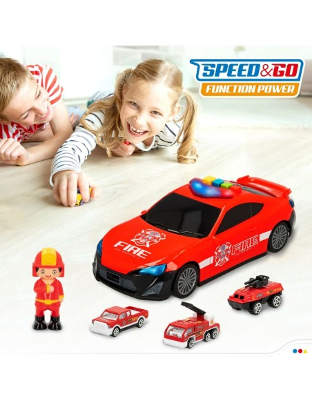 Vehicle Playset Speed & Go 30 x 9,5 x 13 cm Fireman Light Sound 4 Units