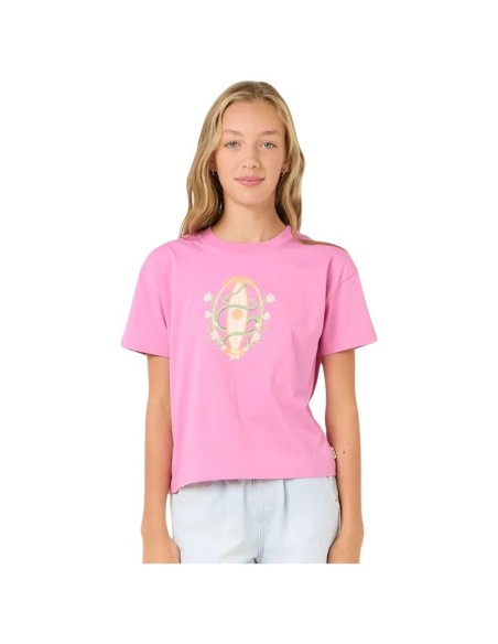 Child's Short Sleeve T-Shirt Rip Curl Island Surf Crop Pink