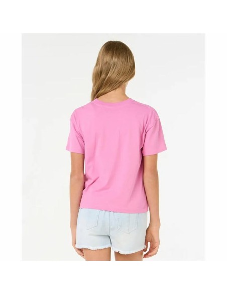 Child's Short Sleeve T-Shirt Rip Curl Island Surf Crop Pink