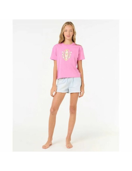 Child's Short Sleeve T-Shirt Rip Curl Island Surf Crop Pink