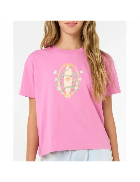 Child's Short Sleeve T-Shirt Rip Curl Island Surf Crop Pink