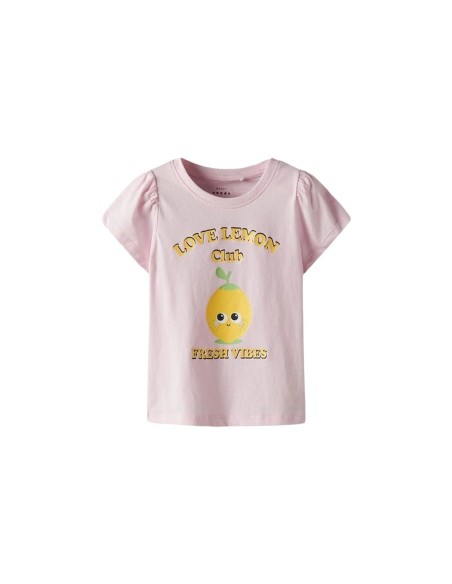 Child's Short Sleeve T-Shirt Name It Nmfvibeke Capsl Ballerina Pink