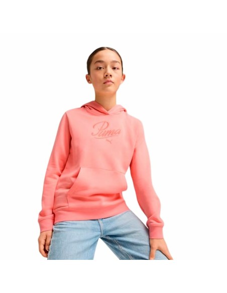 Hooded Sweatshirt for Girls Puma Puma Essentials Script Pink Coral