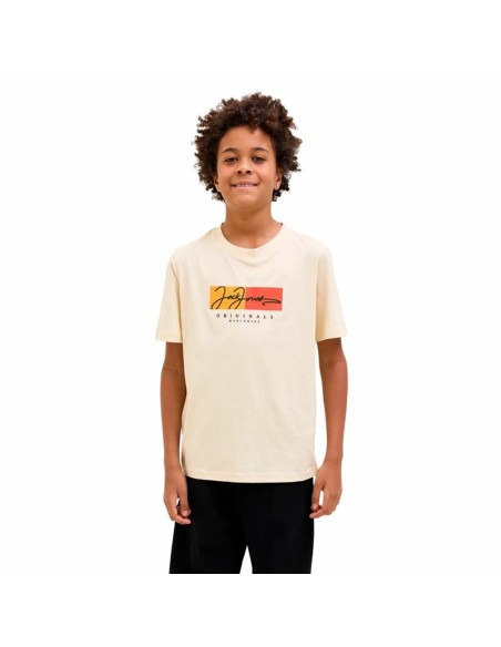 Child's Short Sleeve T-Shirt Jack & Jones Jorfrederiksberg Beige