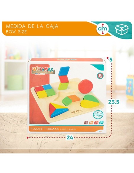 Child's Wooden Puzzle Woomax Shapes + 12 Months 16 Pieces (6 Units)