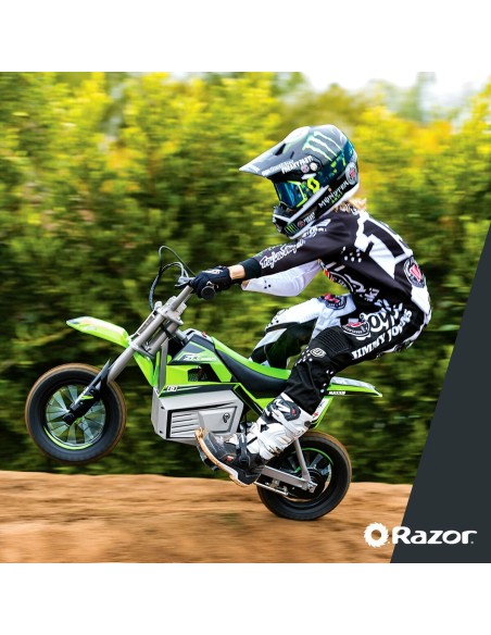Children's Electric Scooter Razor Dirt Rocket SX350 McGrath White Black Green Grey