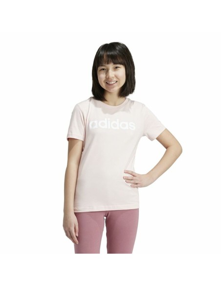 Child's Short Sleeve T-Shirt Adidas Essentials Linear Logo Cotton Slim Fit