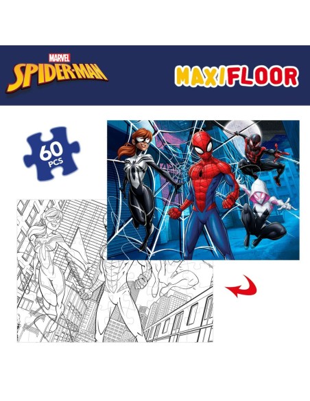 Child's Puzzle Spider-Man Double-sided 60 Pieces 70 x 1,5 x 50 cm (6 Units)