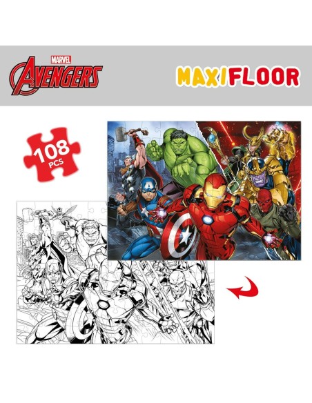Child's Puzzle The Avengers Double-sided 108 Pieces 70 x 1,5 x 50 cm (6 Units)